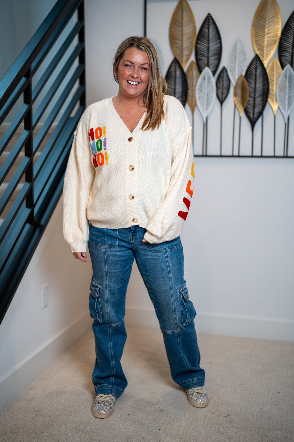 Mello Christmas Lettering Cardigan