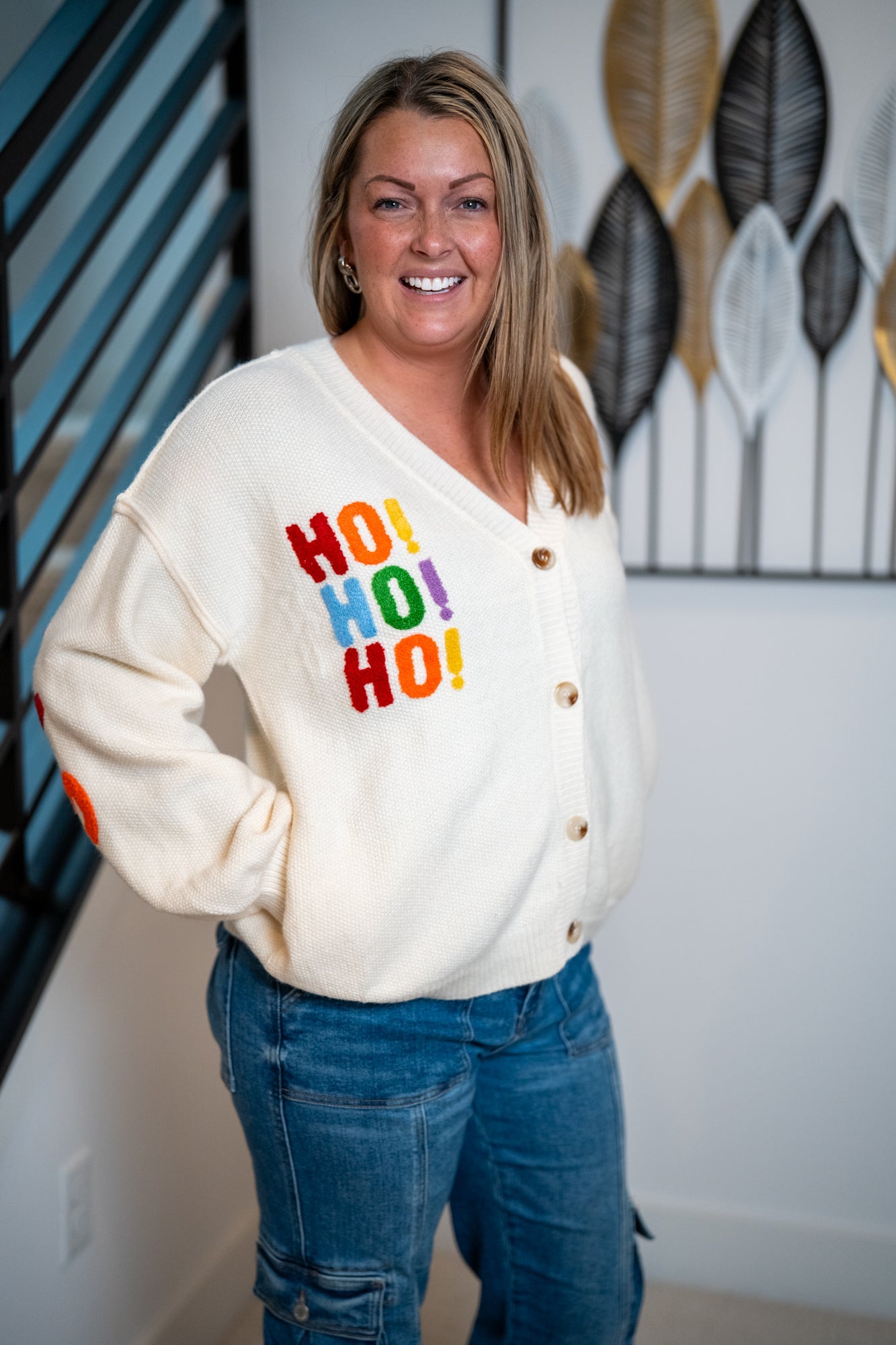 Mello Christmas Lettering Cardigan