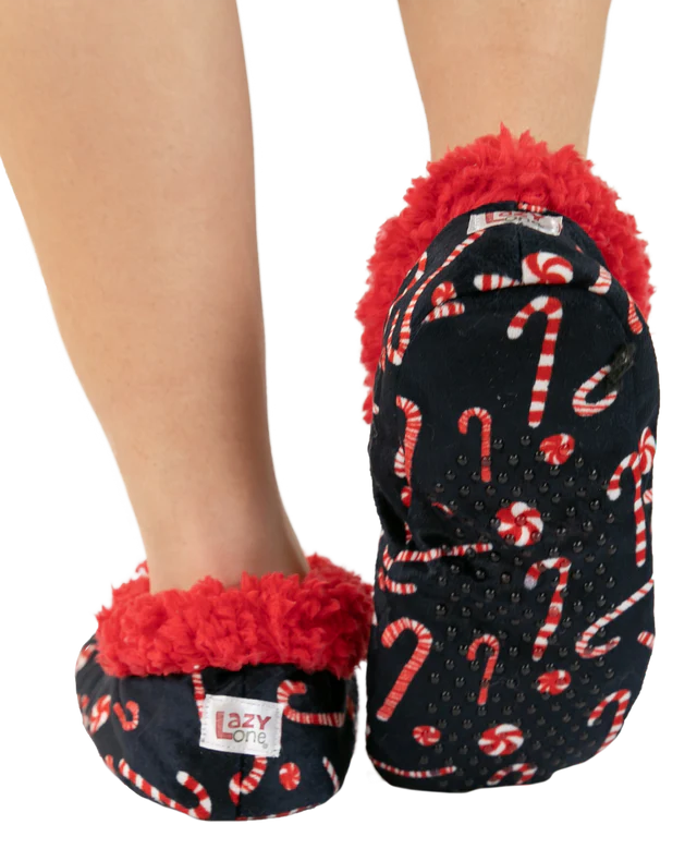 Lazy One Candy Cane Fuzzy Feet Slipper