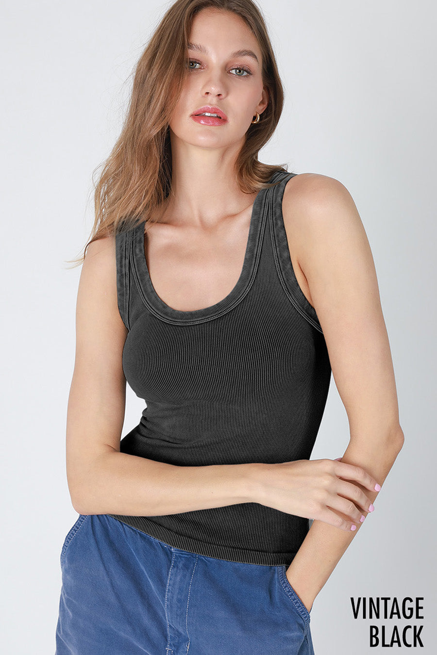 Vintage Reversible Ribbed Tank Top – Scoop or Crew Neck | Nikibiki USA