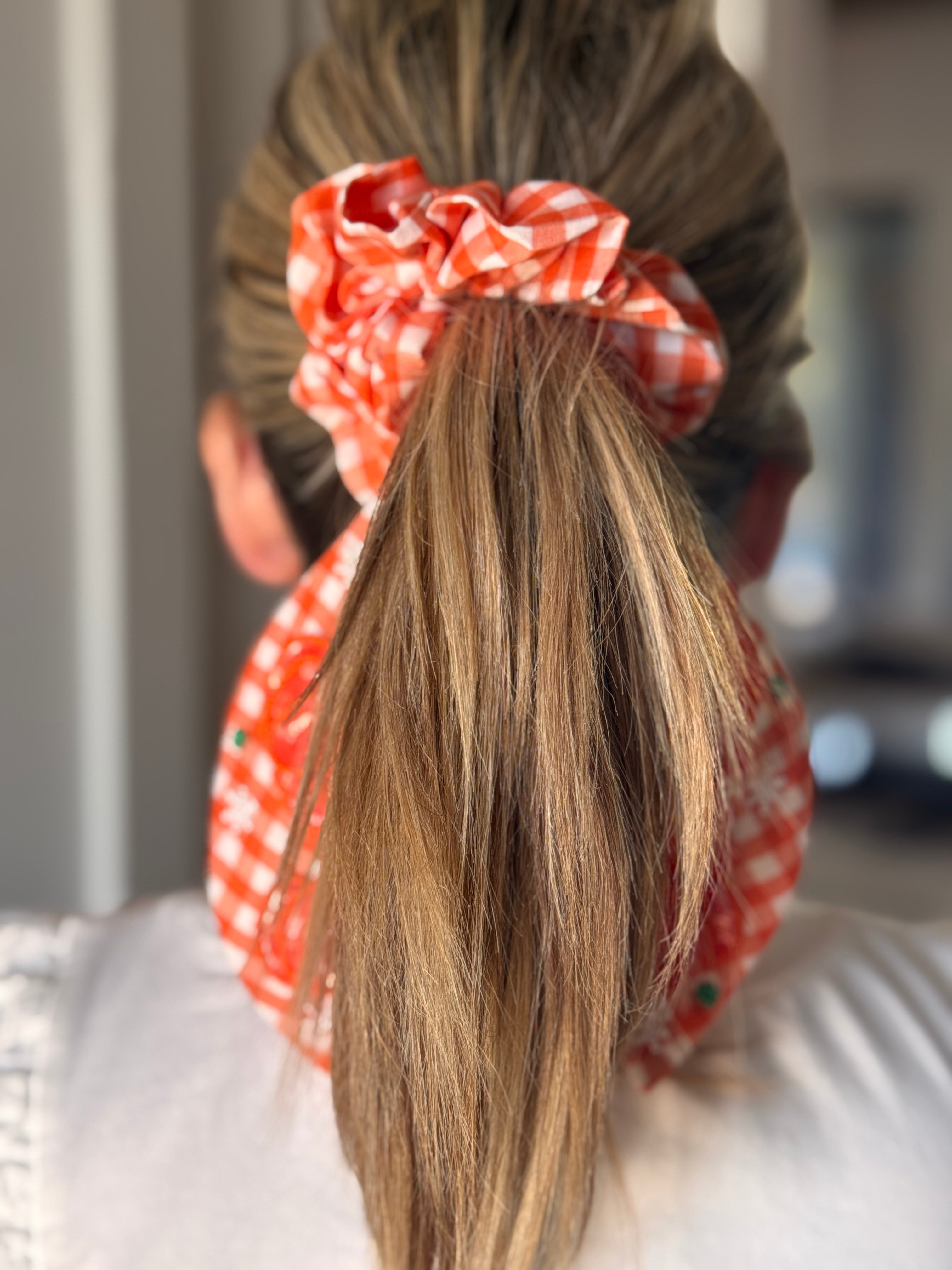Pumkin Gingham Scrunchie
