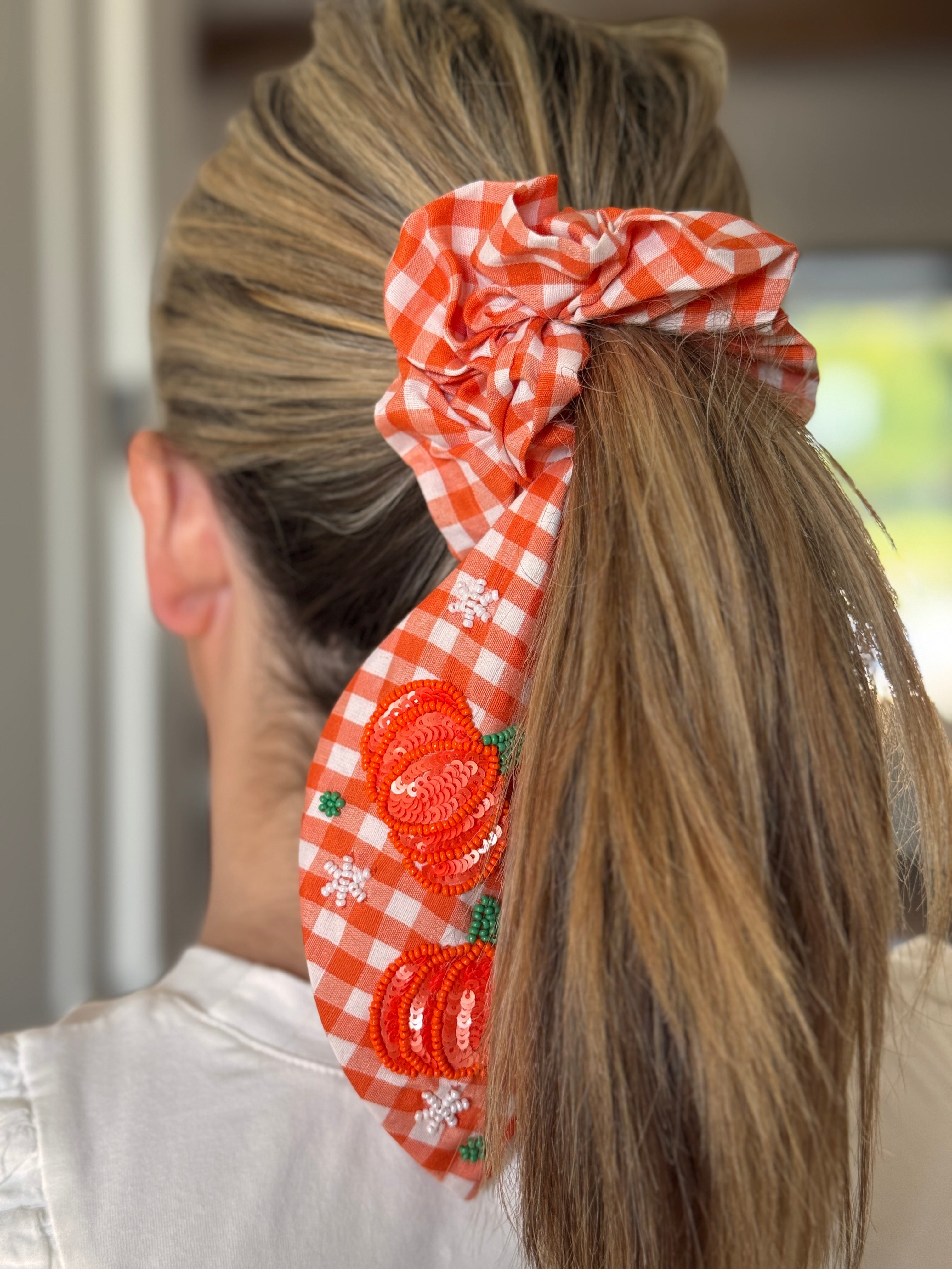 Pumkin Gingham Scrunchie