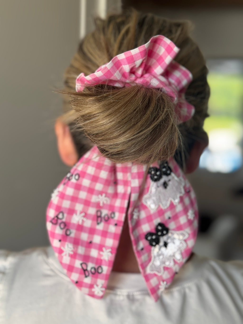 Ghosty Pink Gingham Scrunchie