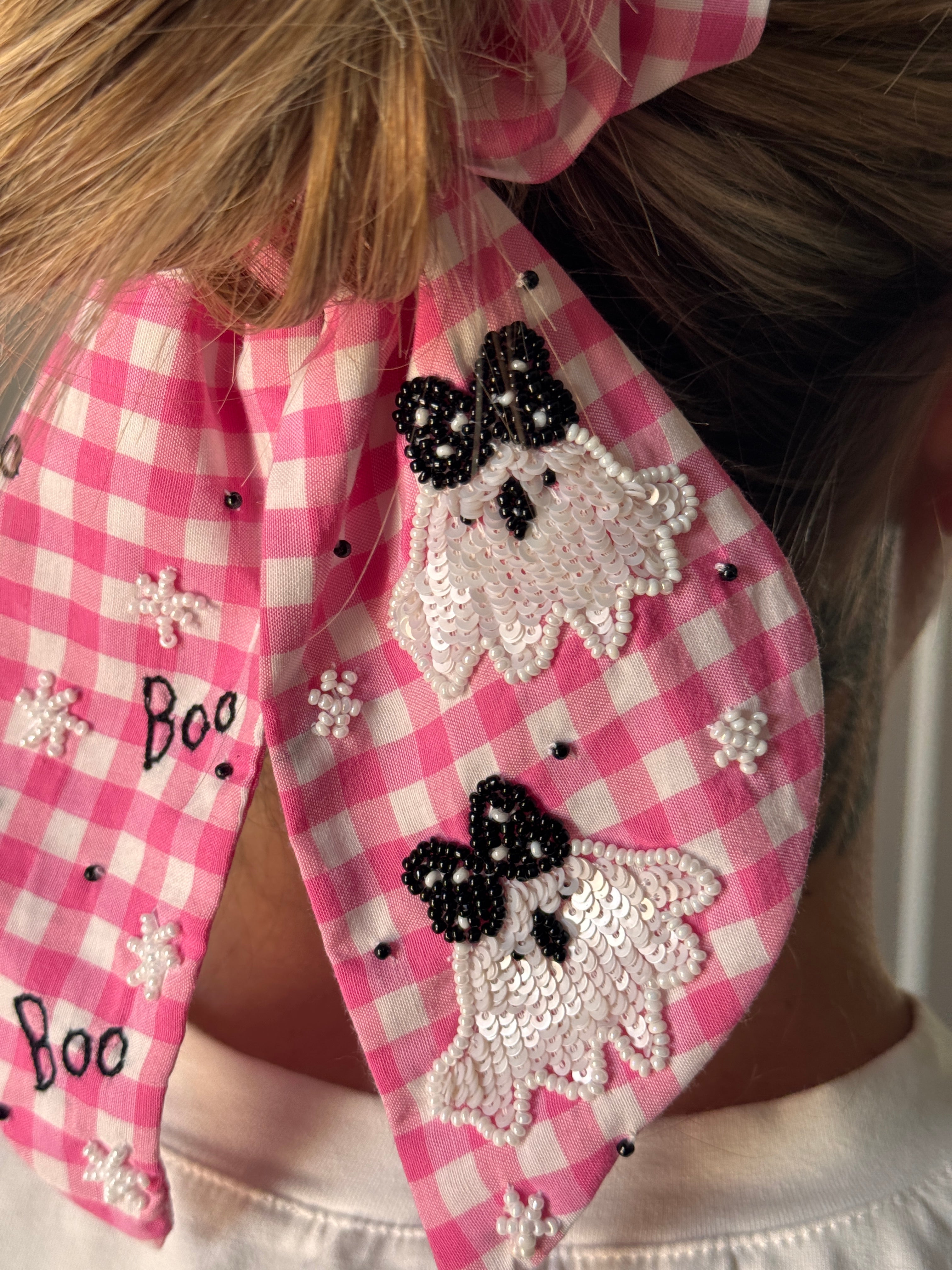 Ghosty Pink Gingham Scrunchie
