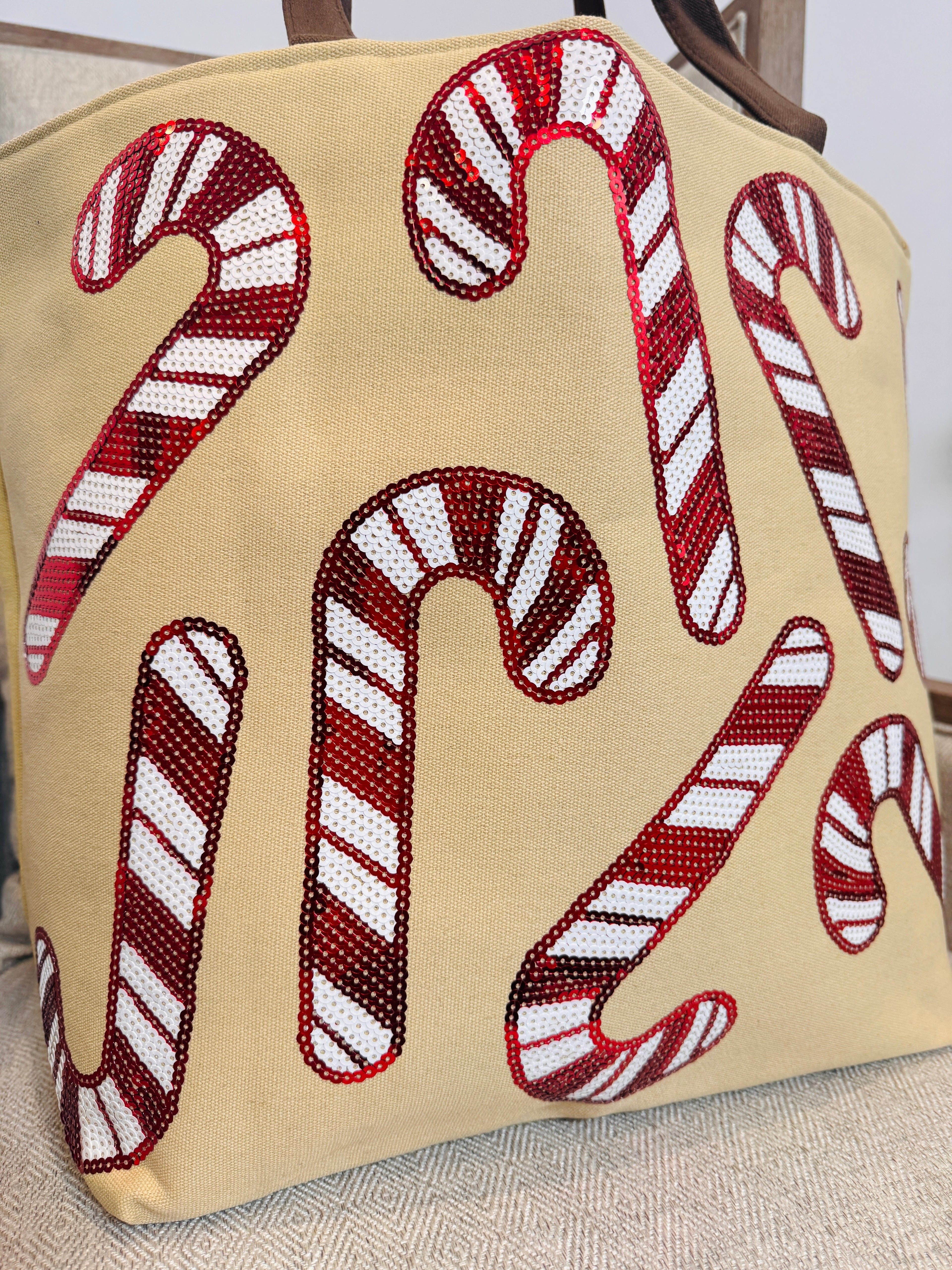 Candy Cane Sparkle Tote