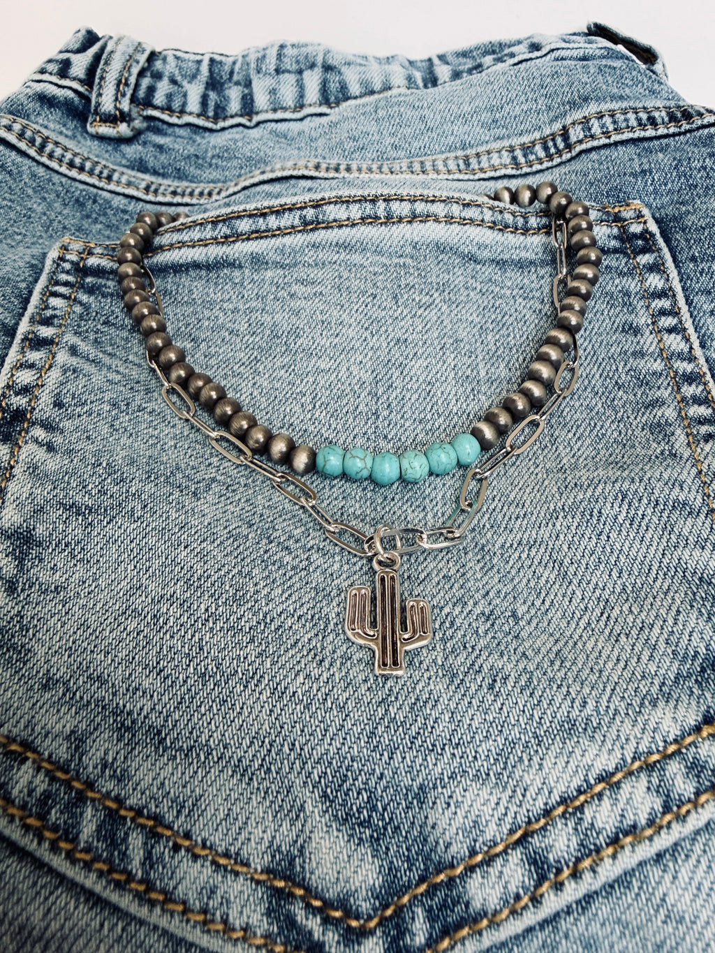 Cactus Turquoise Layered Necklace – Cowgirl Chrome Style