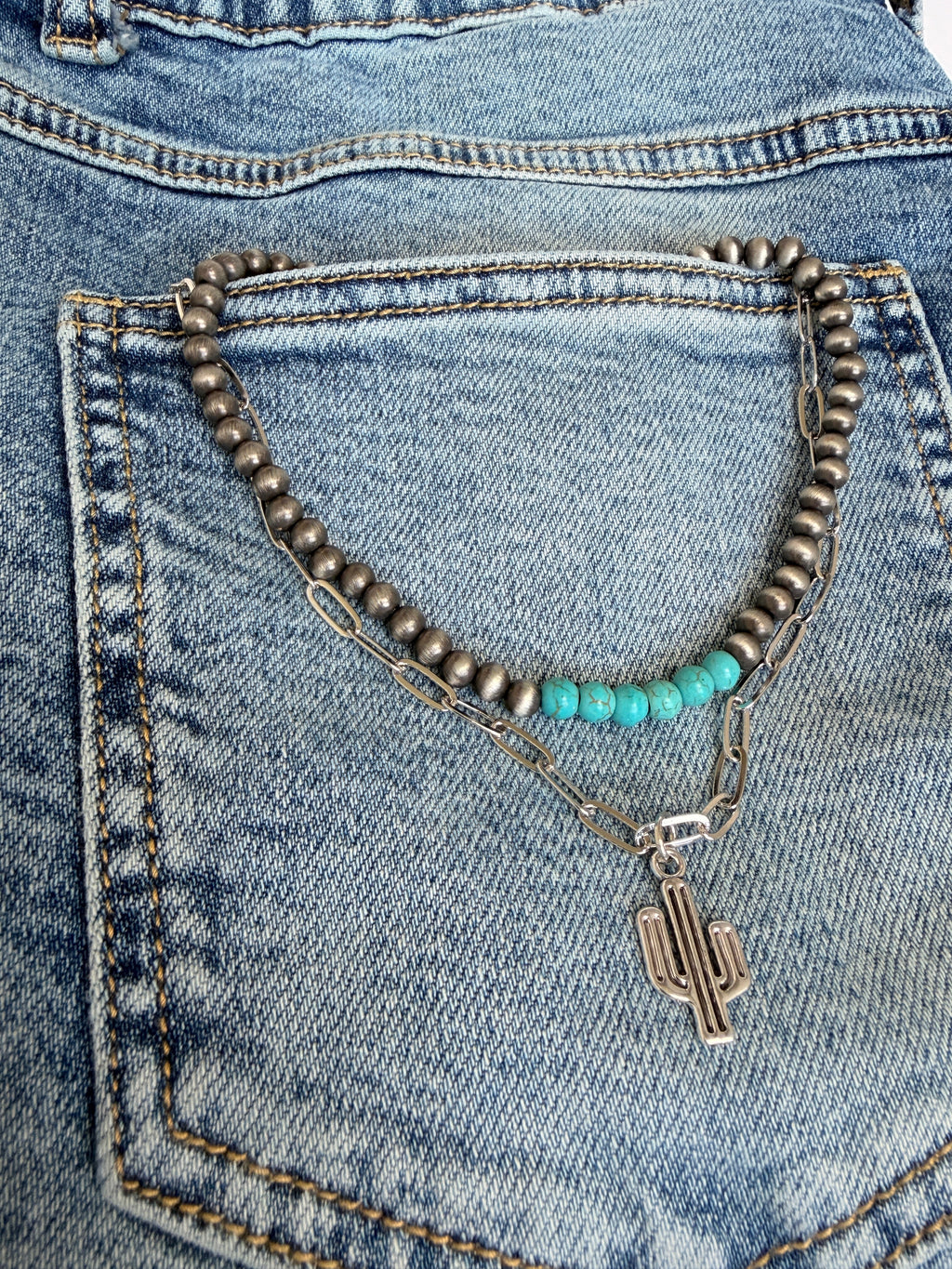 Cactus Turquoise Layered Necklace – Cowgirl Chrome Style
