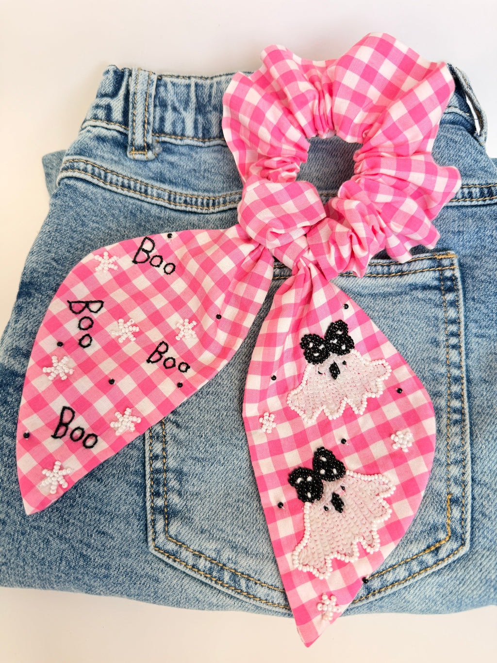Ghosty Pink Gingham Scrunchie