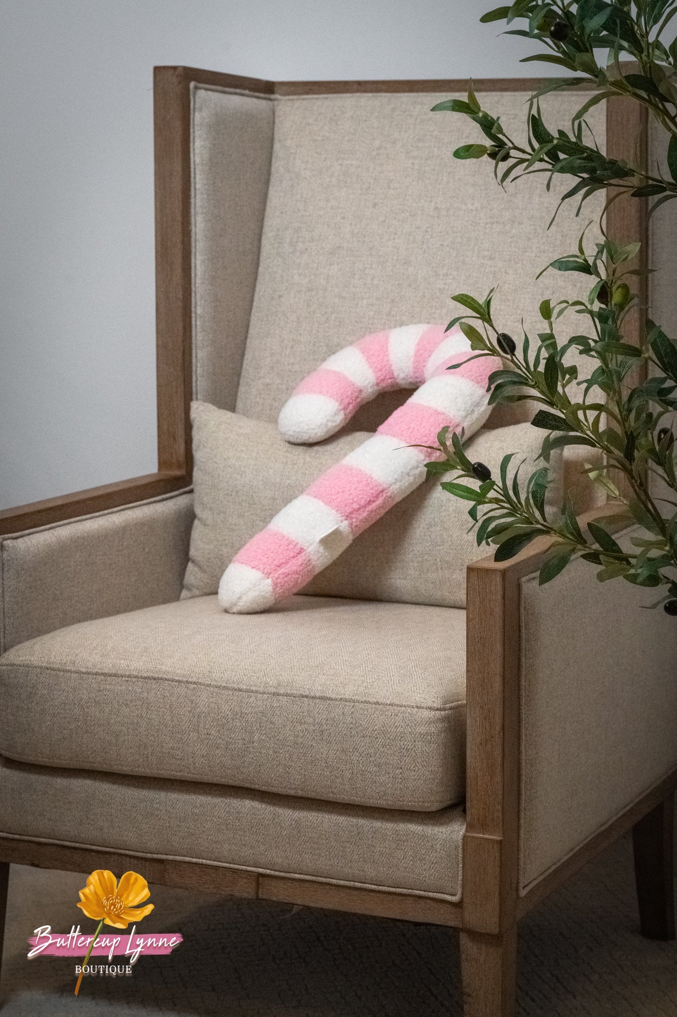 Pink Sugar Candy Cane Pillow