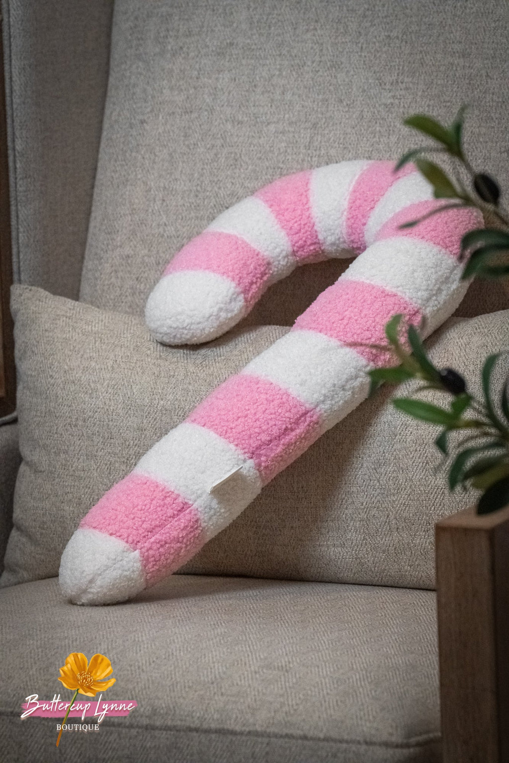 Pink Sugar Candy Cane Pillow