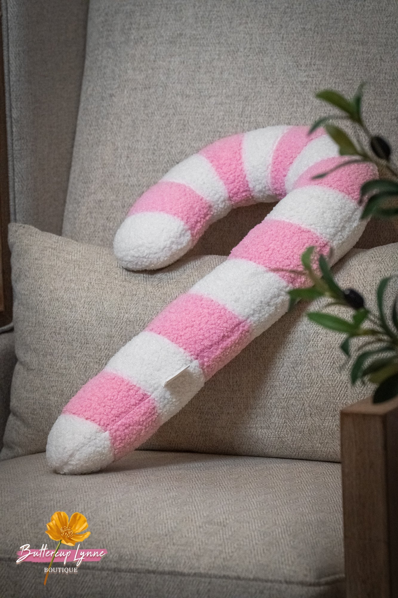 Pink Sugar Candy Cane Pillow