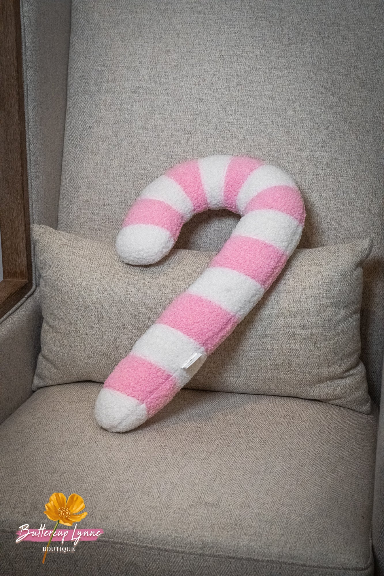 Pink Sugar Candy Cane Pillow