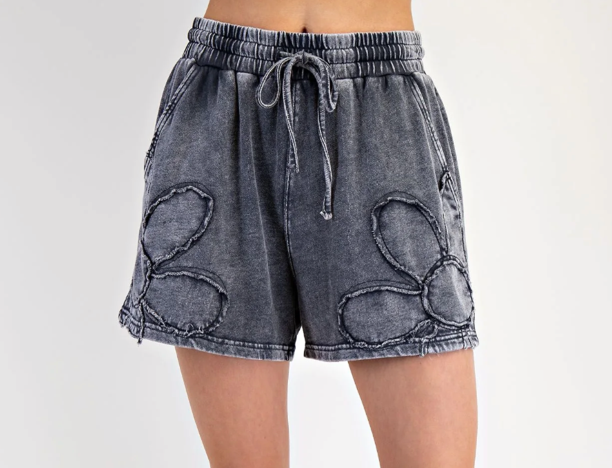 Flower Patch Mineral Washed Terry Knit Shorts