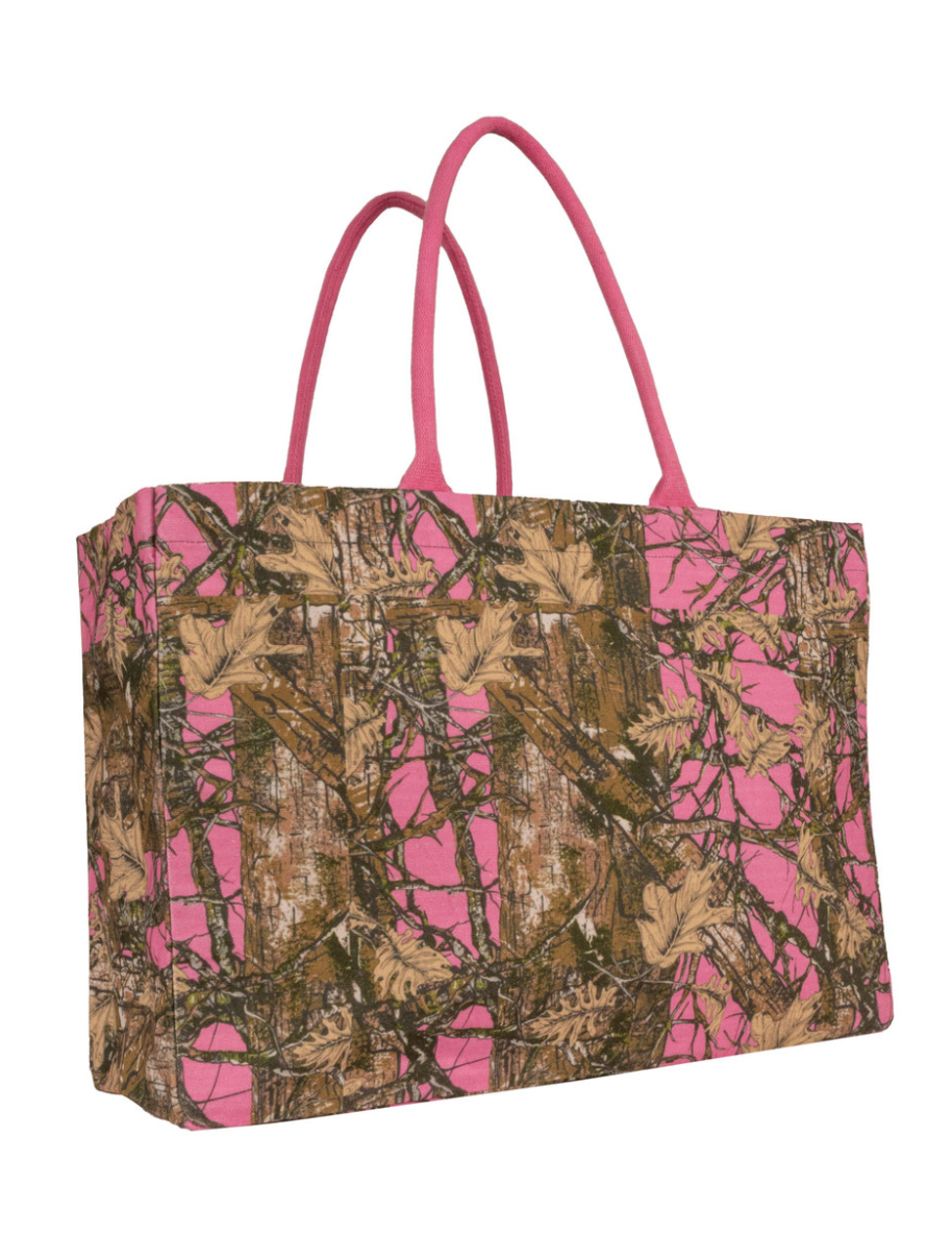 Simply Southern Large Pink Camouflage Canvas Carryall Tote