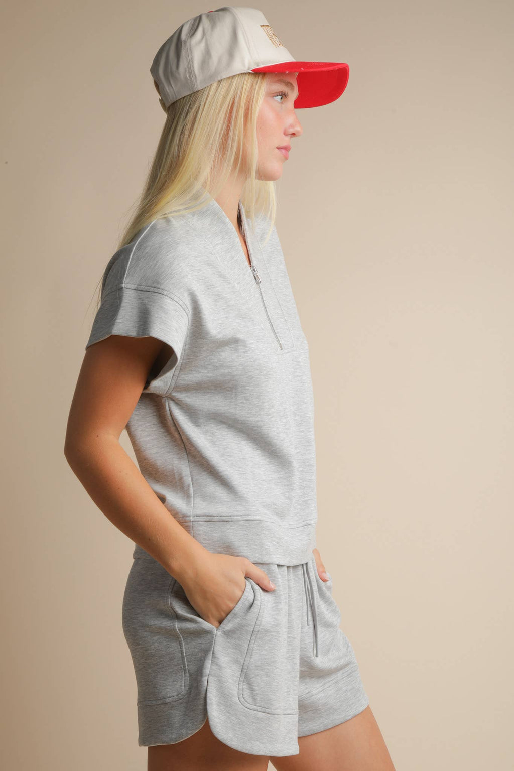 NT12155SET-Comfy Solid Knit Top & Shorts Set