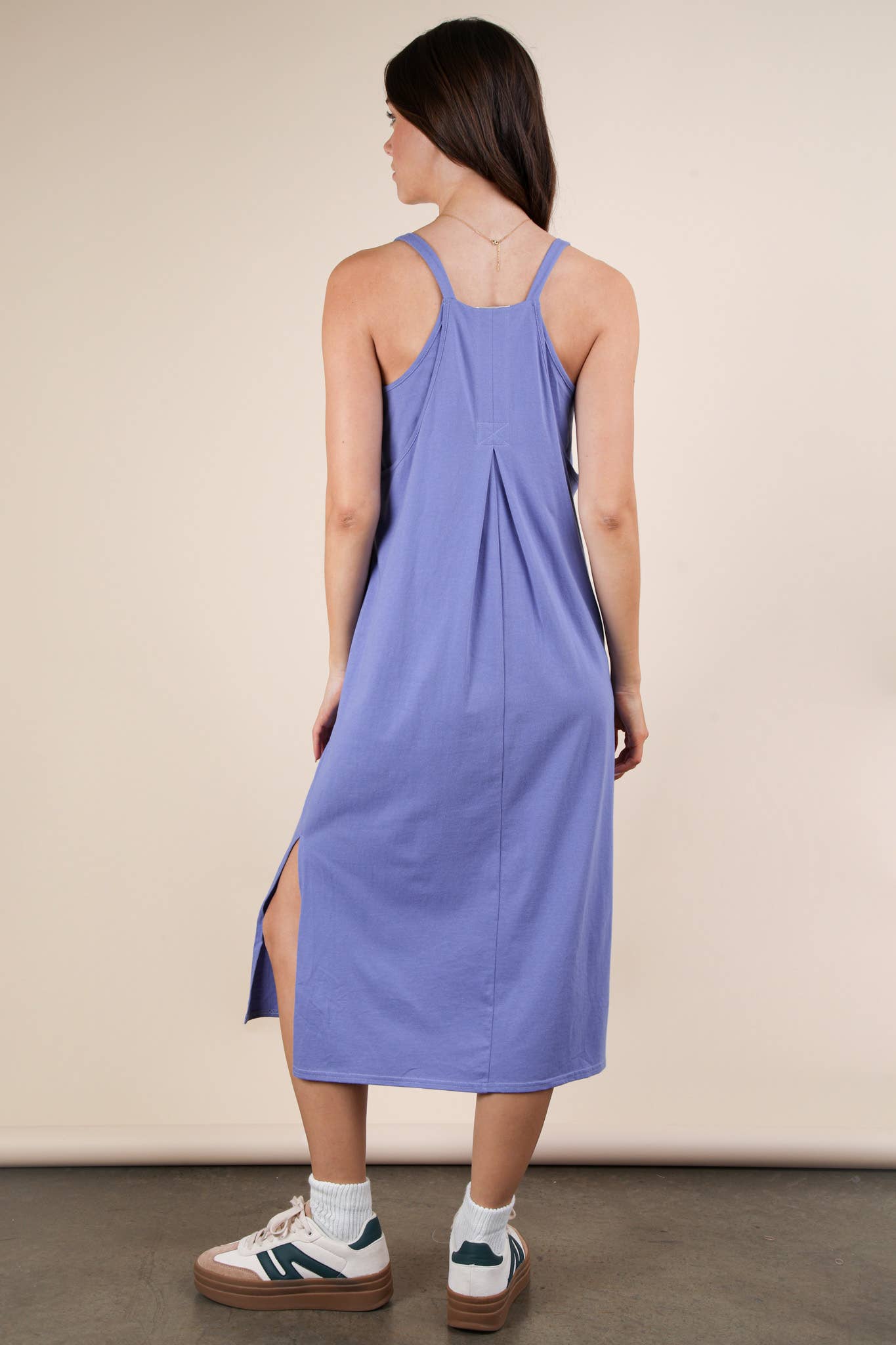 ND31605-V-Neck Sleeveless Casual Comfy Midi Dress