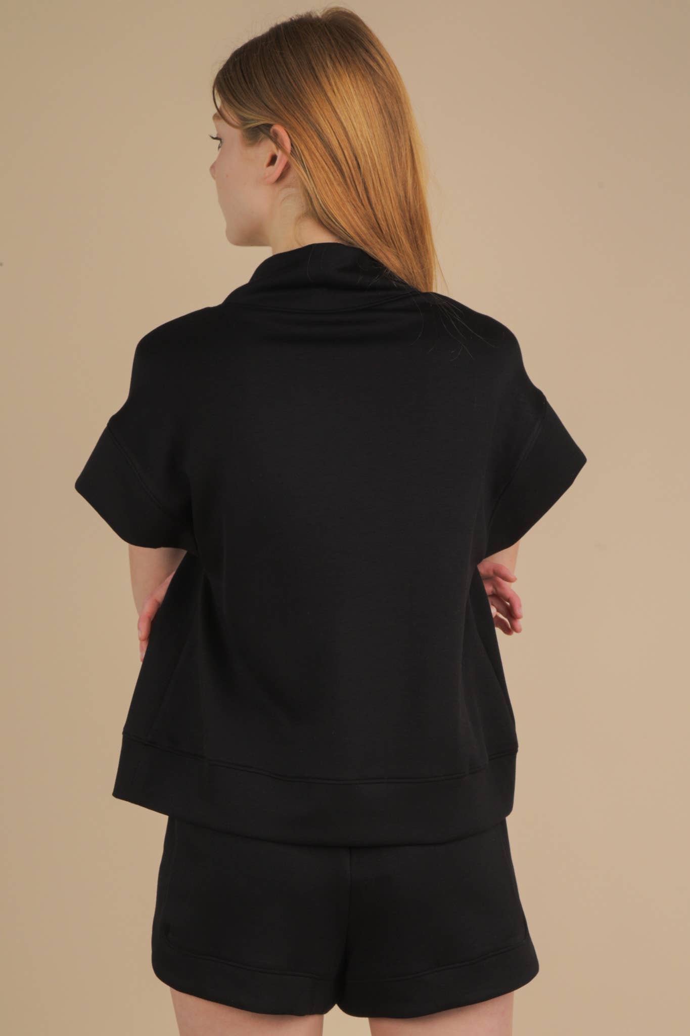 NT12155SET-Comfy Solid Knit Top & Shorts Set