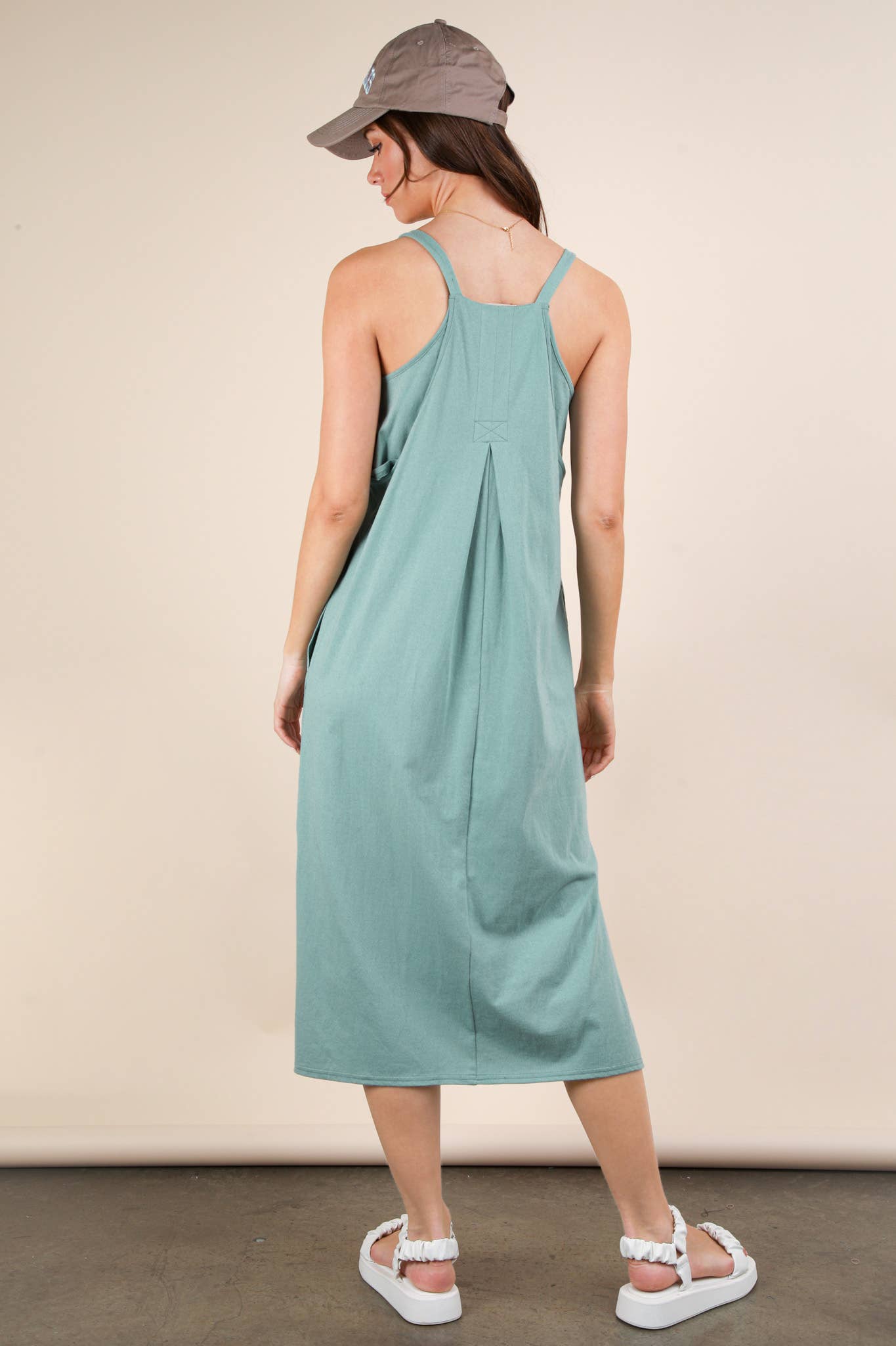 ND31605-V-Neck Sleeveless Casual Comfy Midi Dress