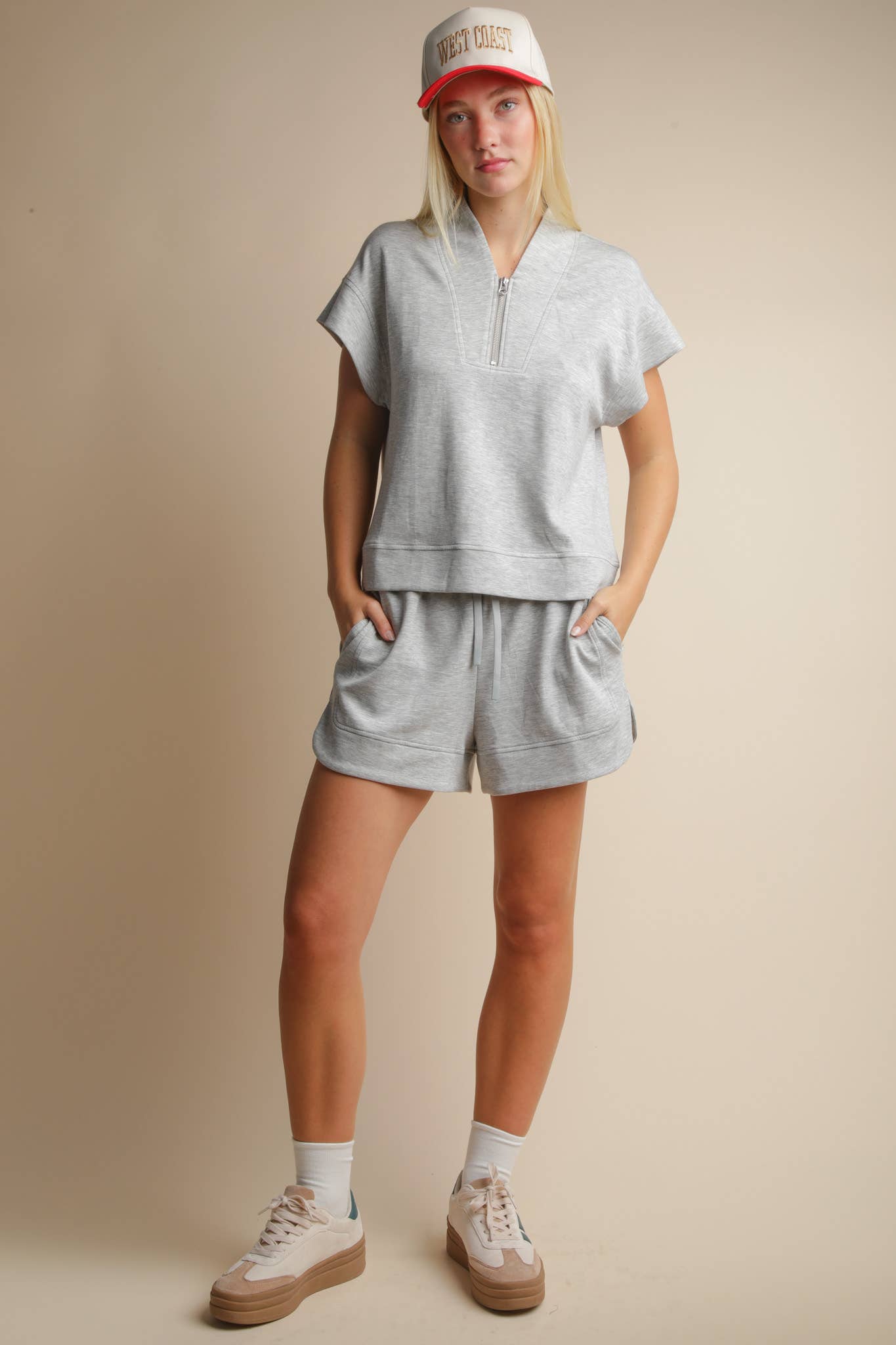 NT12155SET-Comfy Solid Knit Top & Shorts Set