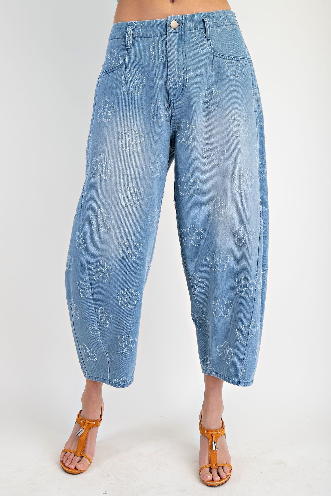 Easel Flower Rush Barrel Pants