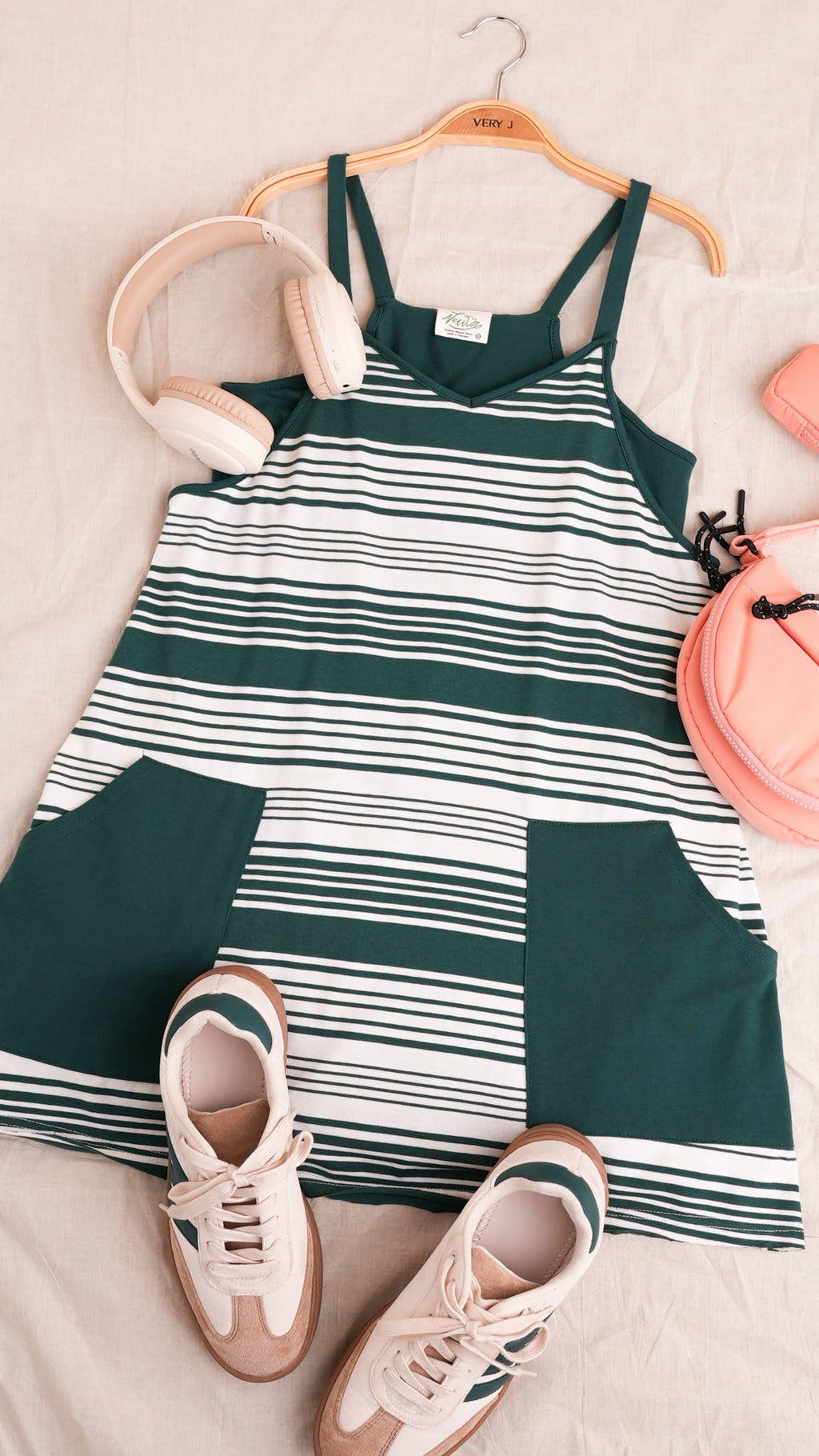 ND31600-Comfy Striped Knit Mini Dress W/ Shorts Inside