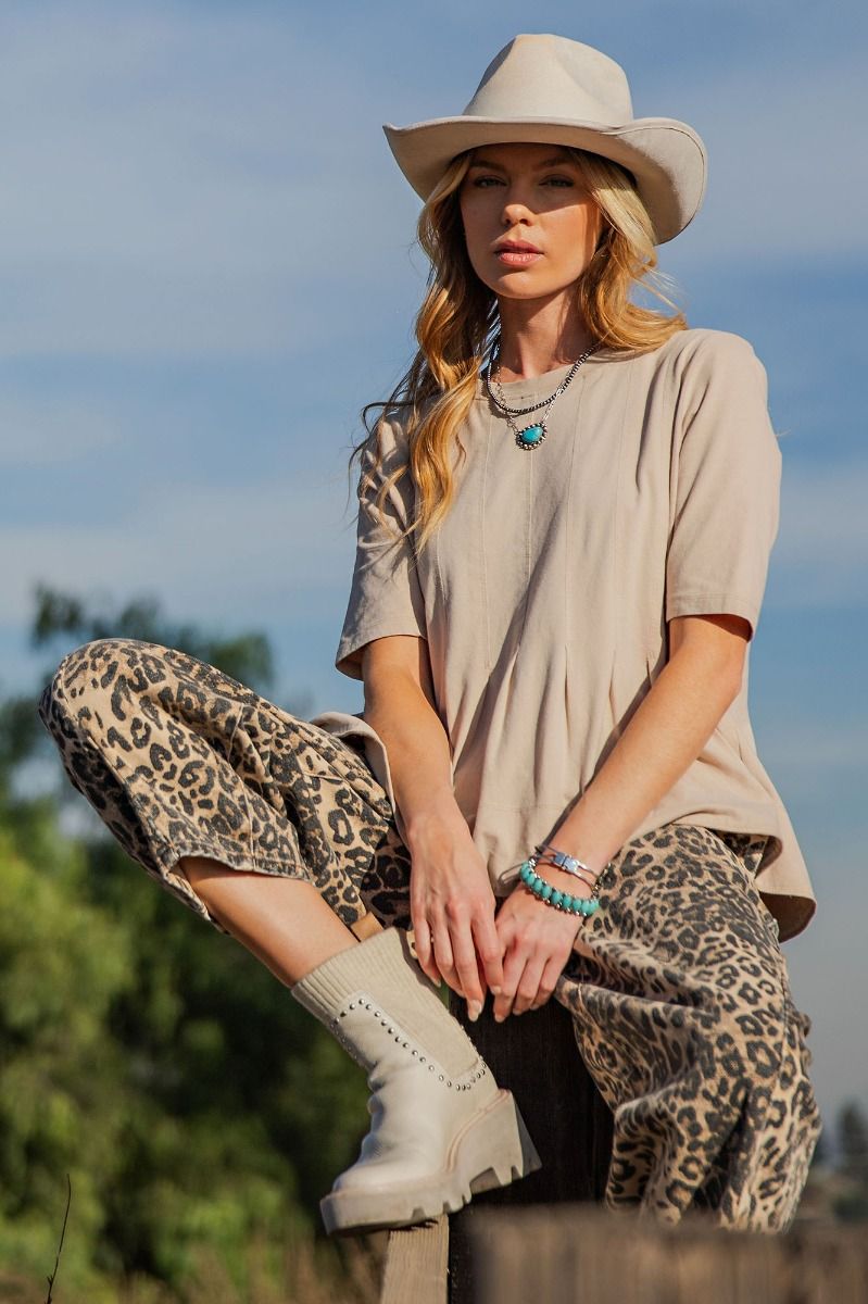 Pleated Mineral Wash Cotton Top