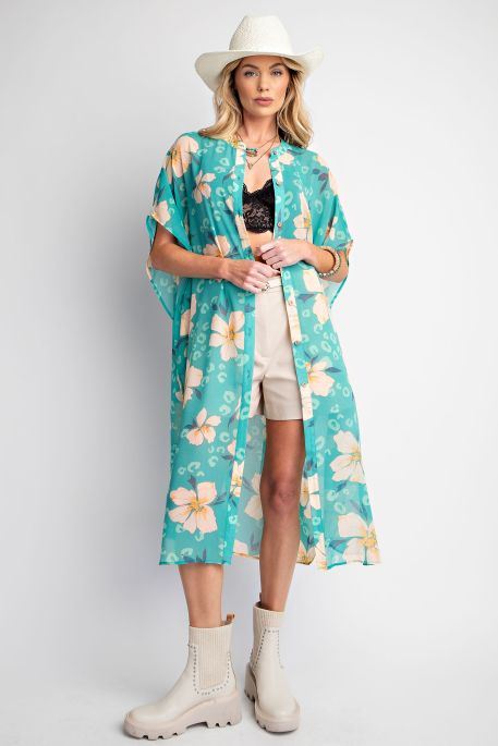 Easel Bloom & Breeze Chiffon Duster
