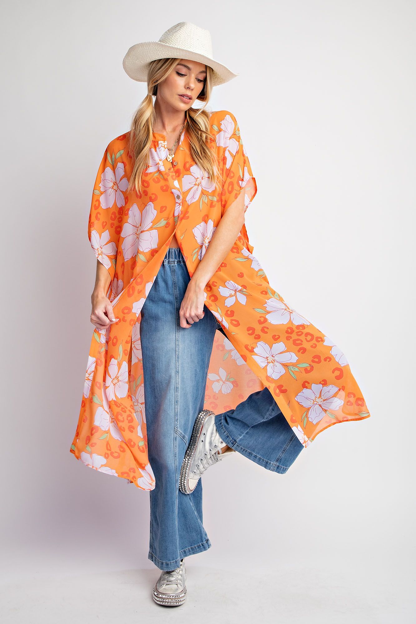 Easel Bloom & Breeze Chiffon Duster