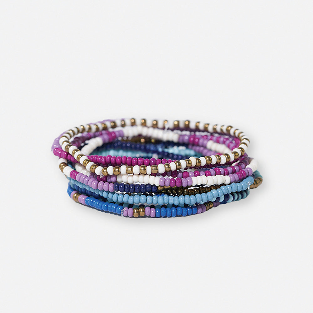 Sage Mixed Stripe Beaded Stretch Bracelets