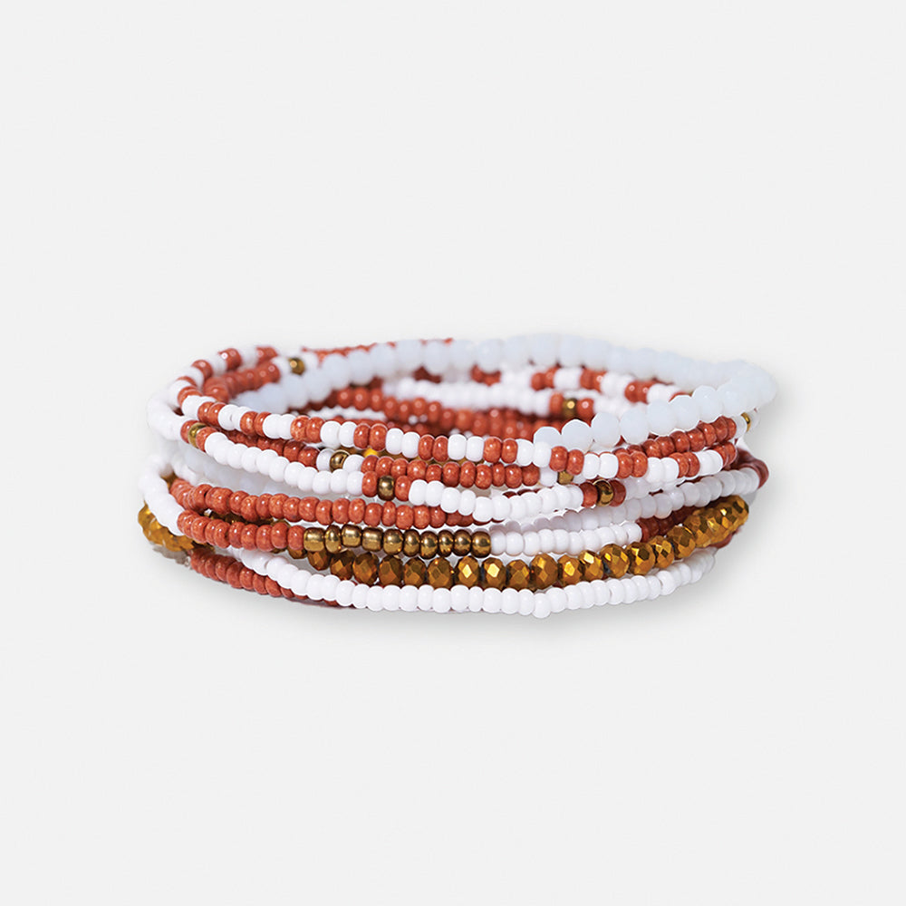 Sage Mixed Stripe Beaded Stretch Bracelets