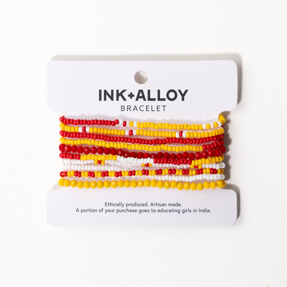 Sage Mixed Stripe Beaded Stretch Bracelets